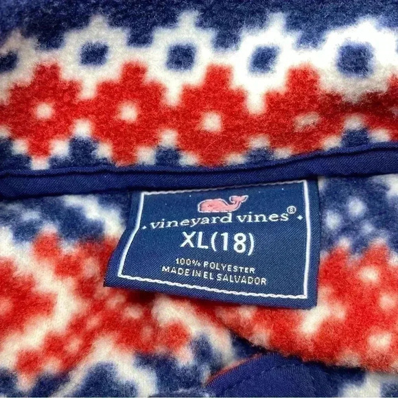 Vineyard Vines fleece pullover fair Isle synchilla woman’s small/girls 18 - Picture 5 of 5